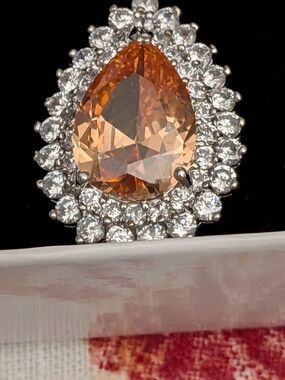 Pear-Shaped Orange  Pendent with Clear Accents